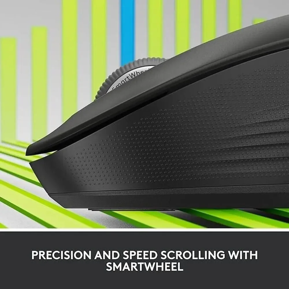 Logitech Signature 550L Wireless Mouse (Black) Bluetooth, USB - For Large Hands